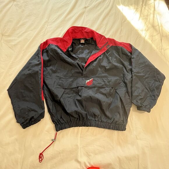 VTG USA Olympic Dark Blue Windbreaker Zip Neck lightweight NYLON Pullover Jacket - Picture 1 of 8